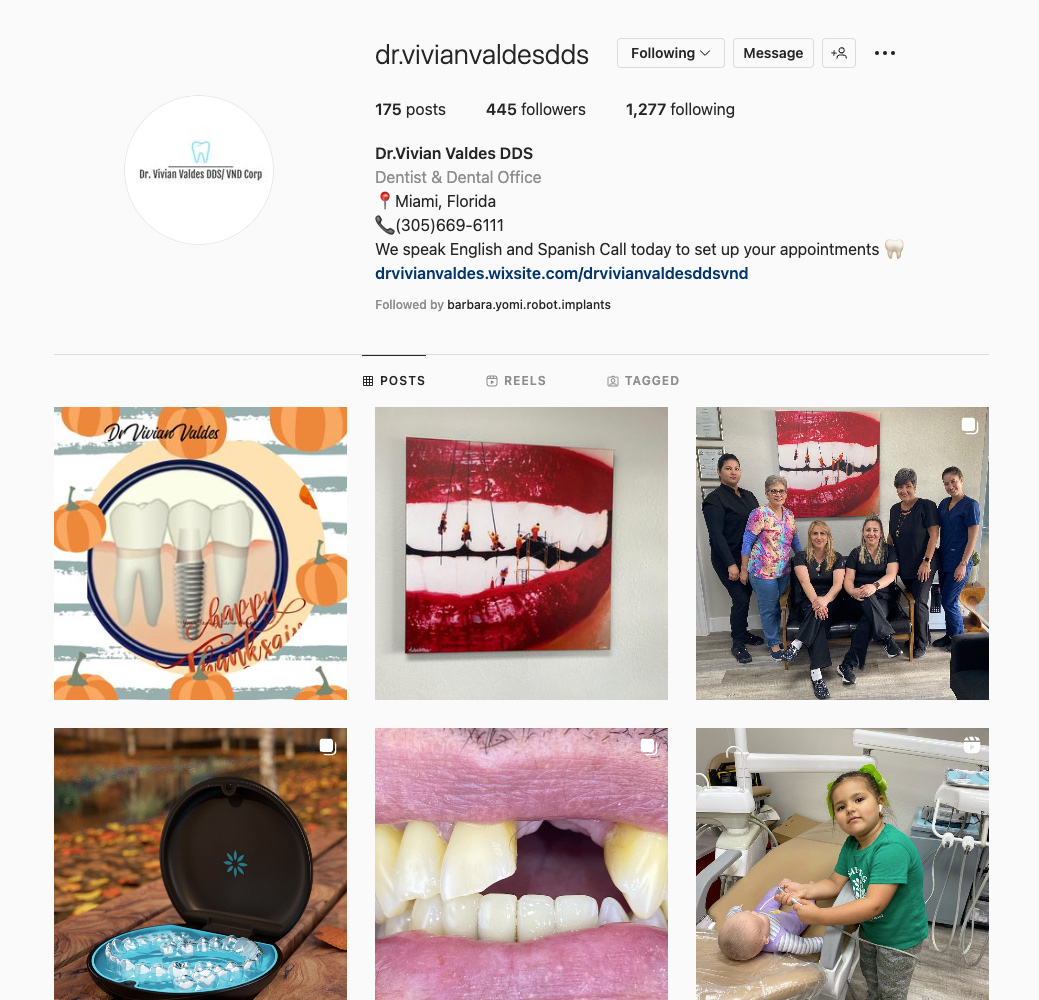 Dr. Vivian Valdes DDS on Instagram